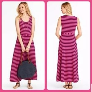 Talbots Pink w/ Blue stripes Sleeveless Maxi Dress
